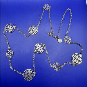 Dana Buchman Floral Medallion Long Necklace 36" 2" Extender Bohemian Boho Gold